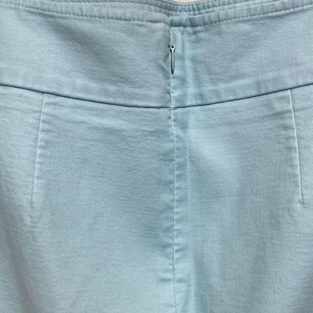 Ann Taylor Women's Light Blue Cotton Blend Solid Lined Pencil Skirt Size 8